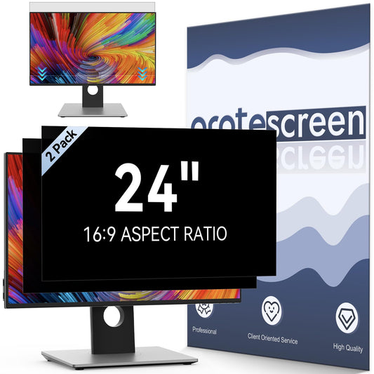 [2-Pack] 24 Inch Computer Privacy Screen Filter for 16:9 Widescreen Monitor, Removable Eye Protection Anti Glare Blue Light Filter Privacy Shield