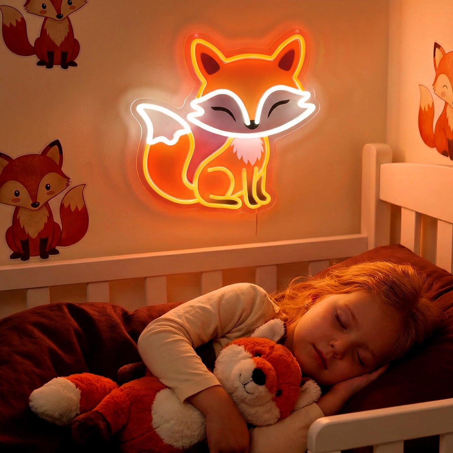ACOPAEY Fox Neon Sign, Dimmable LED Night Light for Bedroom Wall Decor, Cute Fox Room Decor Gift for Kids Teens and Fox Lovers