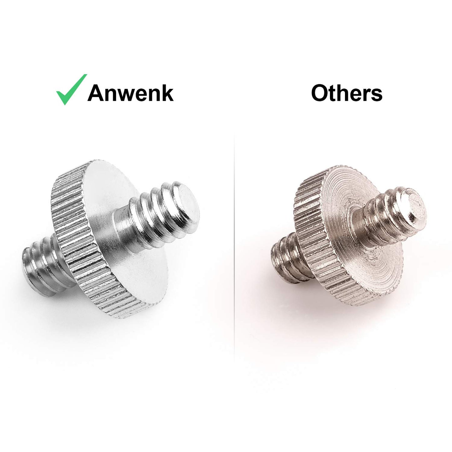 Anwenk Standard 1/4"-20 Male to 1/4"-20 Male Threaded Tripod Screw Adapter Standard Tripod Mounting Thread Camera Screw Adapter Converter, Precision
