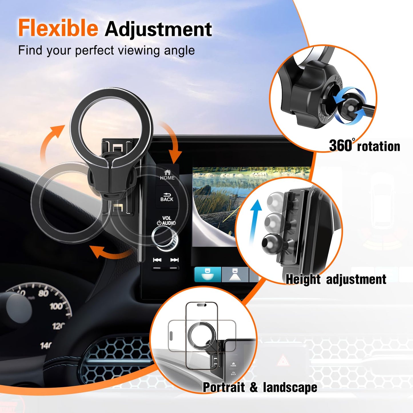 pop-tech Car Phone Holder for Honda CR-V HR-V 2023 2024 2025 2026: for MagSafe Magnetic Cell Phone Mount for HRV CRV Accessories 7/9 inch Screen
