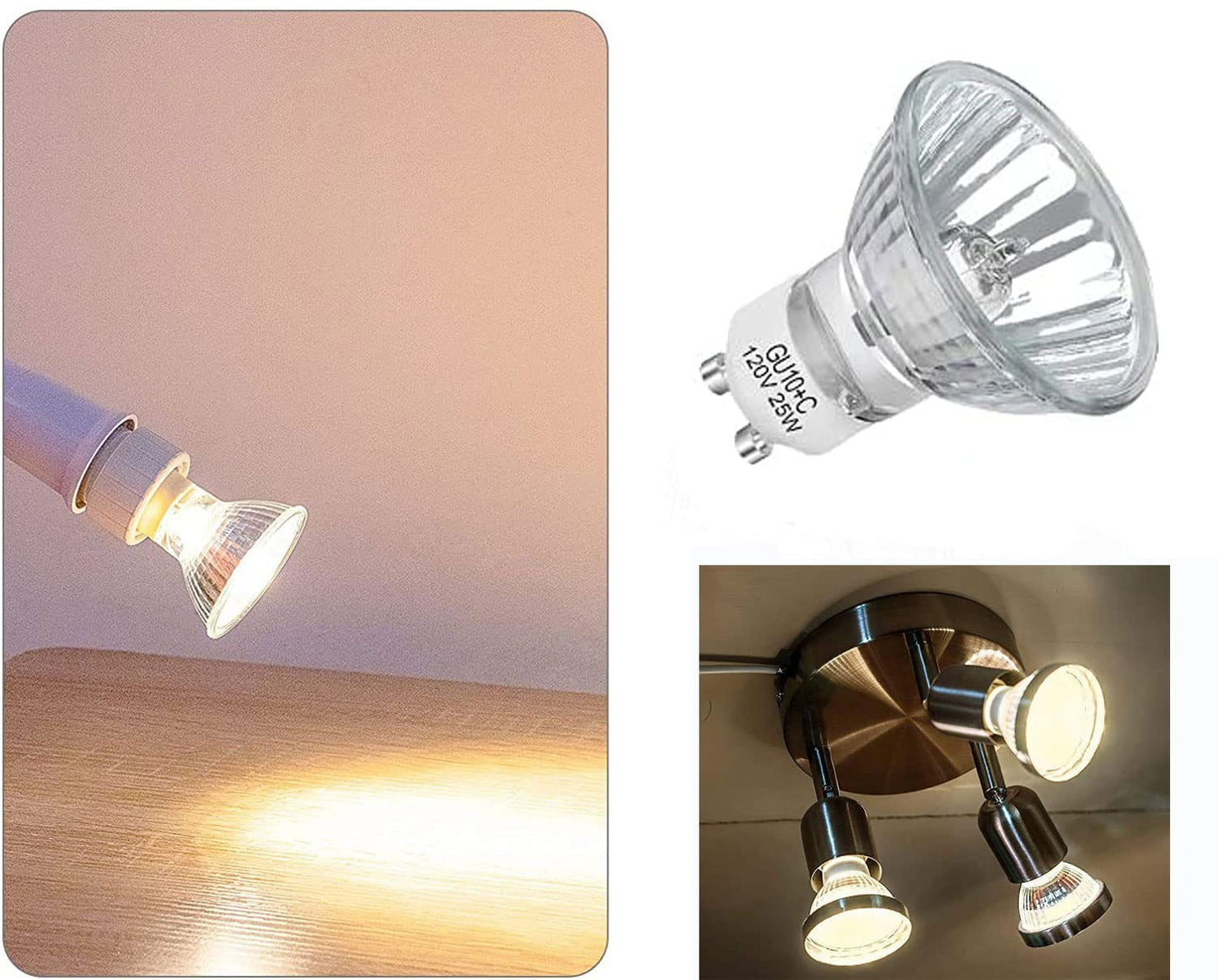 Edearkar MR16 Halogen Light Bulbs (6 Pack) 25W 120V 2500K Warm White Dimmable Flood Light Bulbs GU10 Base MR16 Halogen Bulbs for Family, Stores