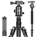 JOILCAN 81" Carbon Fiber Camera Tripod,Professional Tripod Monopod with 360 Degree Ball Head and Carrying Case for Travel and Work Load up to 35Ibs