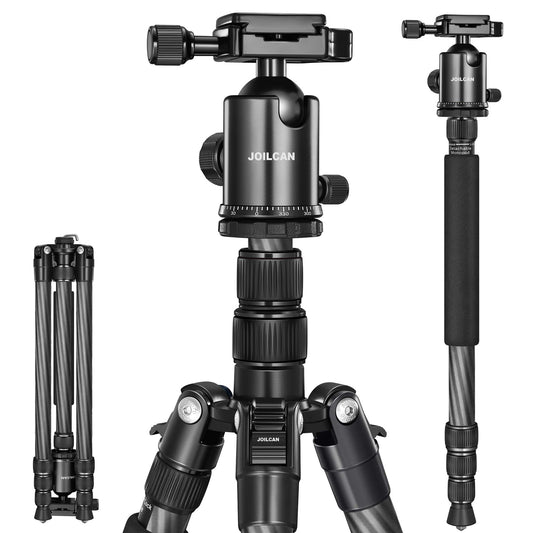 JOILCAN 81" Carbon Fiber Camera Tripod,Professional Tripod Monopod with 360 Degree Ball Head and Carrying Case for Travel and Work Load up to 35Ibs