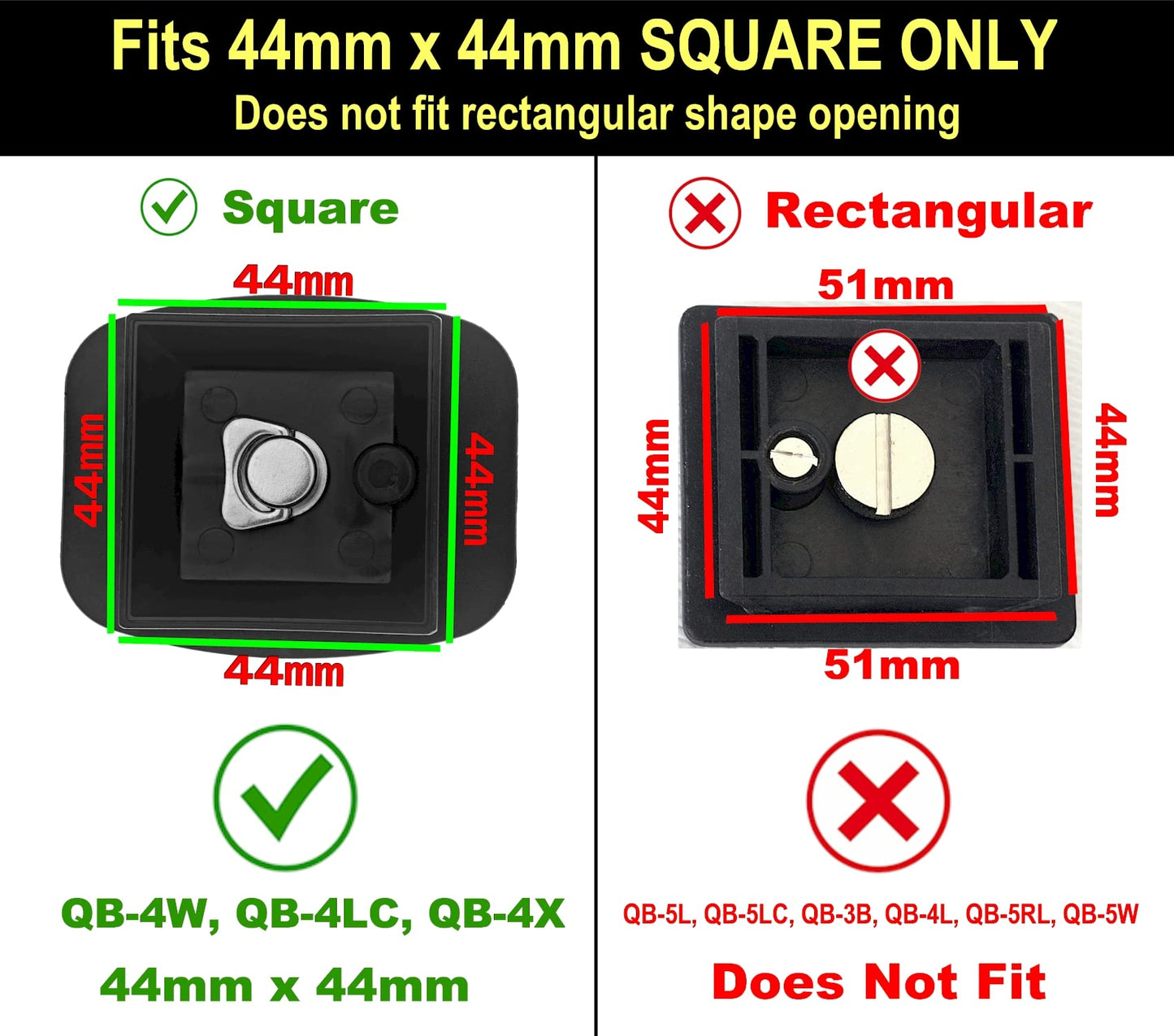 DaVoice 44mm Tripod Quick Release Plate Camera Mounting Adapter Parts Replacement for Certain Ambico, Velbon, Vista Explorer 60”, Sony, Sunpak