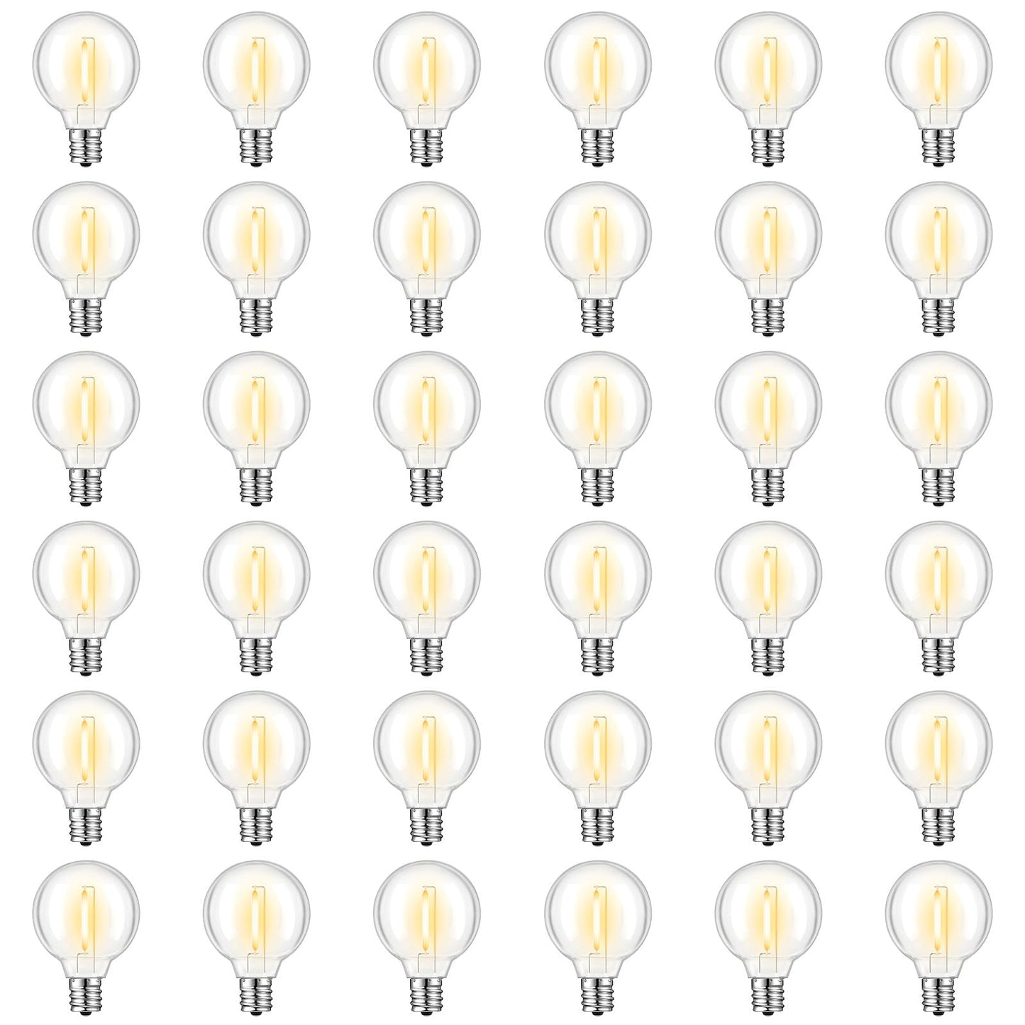 GvvooHome 36 Pack G40 LED Replacement Bulbs, Shatterproof 1 Watt E12 LED Bulb for Outdoor Patio Garden Vintage String Lights, 2200K Warm White