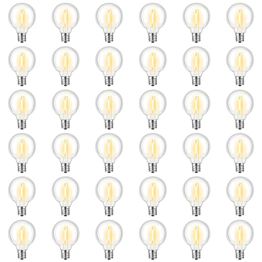 GvvooHome 36 Pack G40 LED Replacement Bulbs, Shatterproof 1 Watt E12 LED Bulb for Outdoor Patio Garden Vintage String Lights, 2200K Warm White