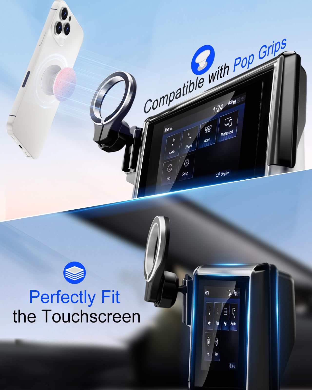 pop-tech Magnetic Car Mount for Toyota RAV4 2019 2020 2021 2022 2023 2024 2025 : for MagSafe Strong Magnets RAV 4 Cell Phone Holder 7/8-Inch Touch