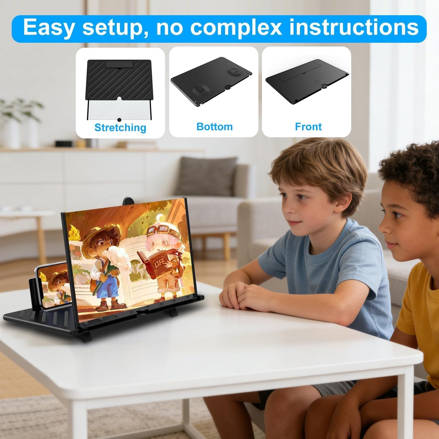 Zrgzob 20 Inch Screen Magnifier for Cell Phone - Foldable Phone Stand & Movie Amplifier, for Videos, and Gaming, Compatible with All Smartphones