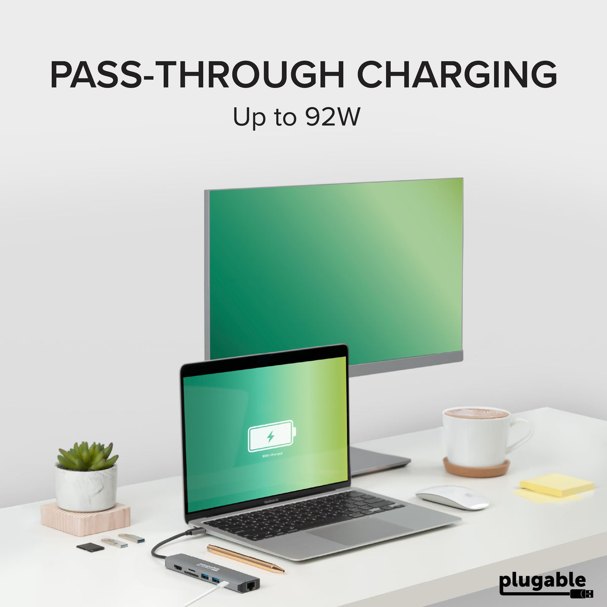 Plugable 7-in-1 USB C Hub Driverless Multiport Adapter with Ethernet
