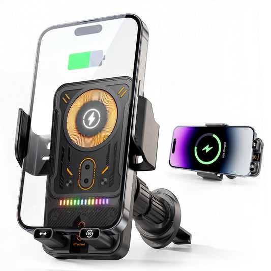 Zrpot Phone Holders for Car, Cell Phone Mount 15W Wireless Car Charger with Induction Opening and Closing Air Vent Phone Stand with Smart Screen