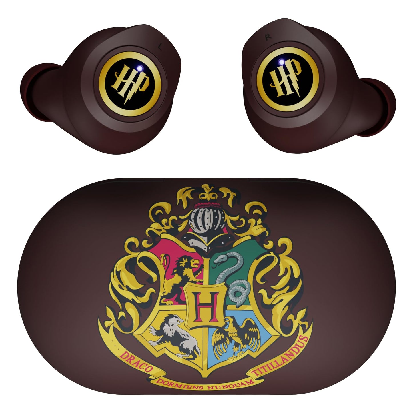 iJoy Harry Potter Hogwarts Crest Wireless Bluetooth Earbuds with Charging Case, Built-in Mic, 30 Hr Playtime, Officially Licensed | Harry Potter Gifts