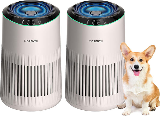 Air Purifiers for Bedroom Home for Smoke Pet Dander Odors 2 Pack Cream