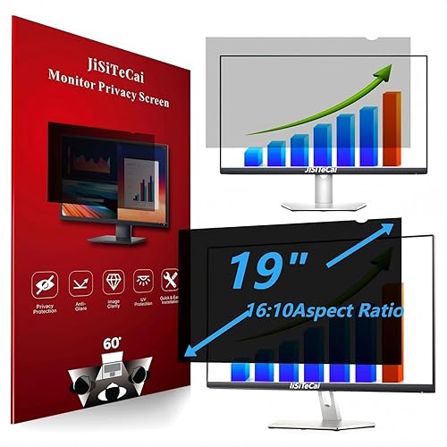 JiSiTeCai 19" Computer Privacy Screen Filter for 16:10 Widescreen Monitors - Premium Anti-Glare Computer Screen Cover: Anti-Glare - Anti-Scratch - UV
