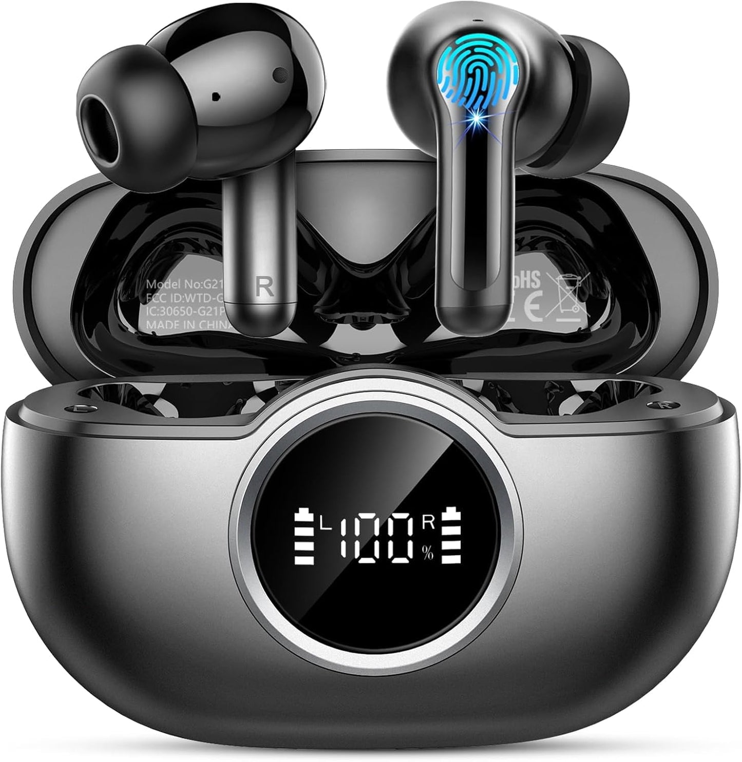 Wireless Earbuds, Bluetooth 5.4 Headphones 3D Bass Hi-Fi Stereo Ear Buds, 4 ENC Noise Cancelling Mic, 40Hrs USB-C in-Ear Earphones, IP7 Waterproof