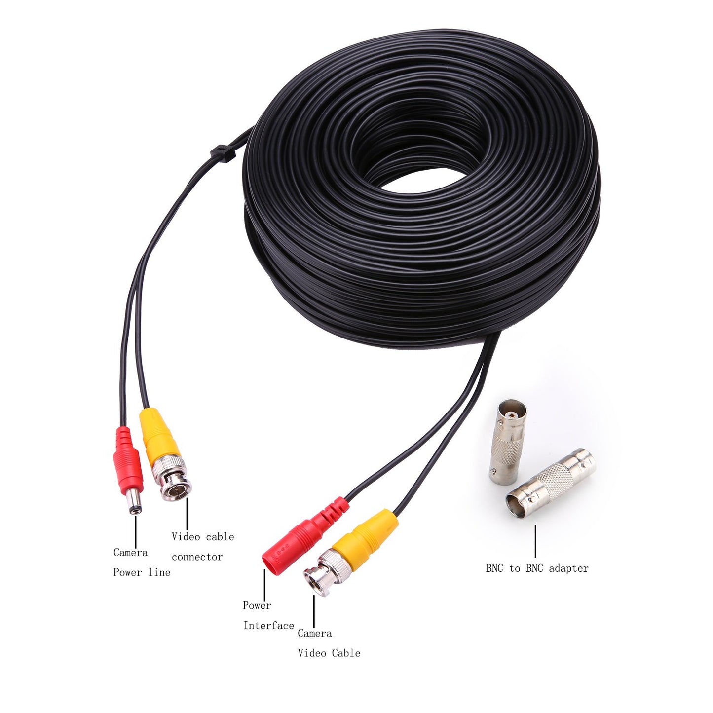 WildHD 4x200ft BNC Cable All-in-One Siamese Video and Power Security Camera Cable Extension Wire Cord with 2 Female Connectors for All Max 5MP HD CCTV