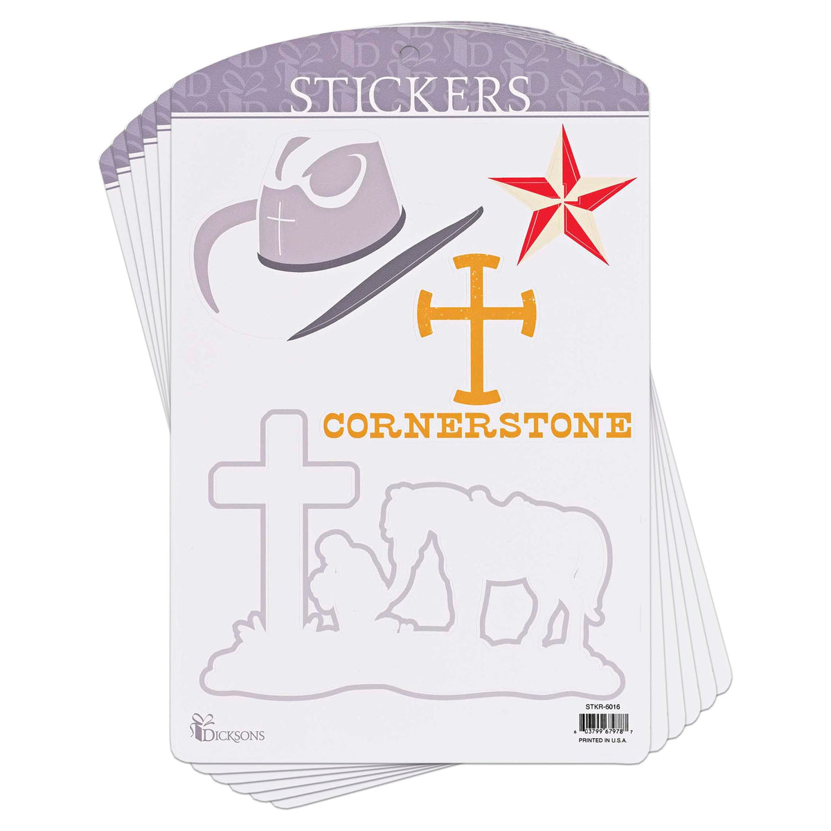 Dicksons Adhesive Sticker Decal for Journaling, Scrapbooking, and Accessory Personalization 3.75 x 4.75 Vinyl Western Collection - Pack of 6