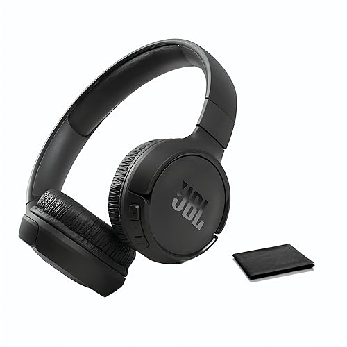 JBL Tune 570BT On-Ear Wireless Bluetooth Headphones with Pure Bass Stereo Sound, Includes Cleaning Cloth - Black(JBLT570BTBLKAM-CC)