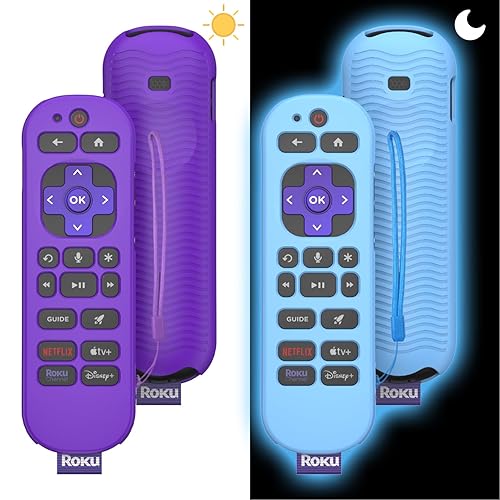 [2 Pcs] Silicone Remote Case Cover for Roku Voice Remote Pro (2nd Ed.), Anti Slip Shockproof Remote Protective Sleeve for RCB1R(2024), Remote