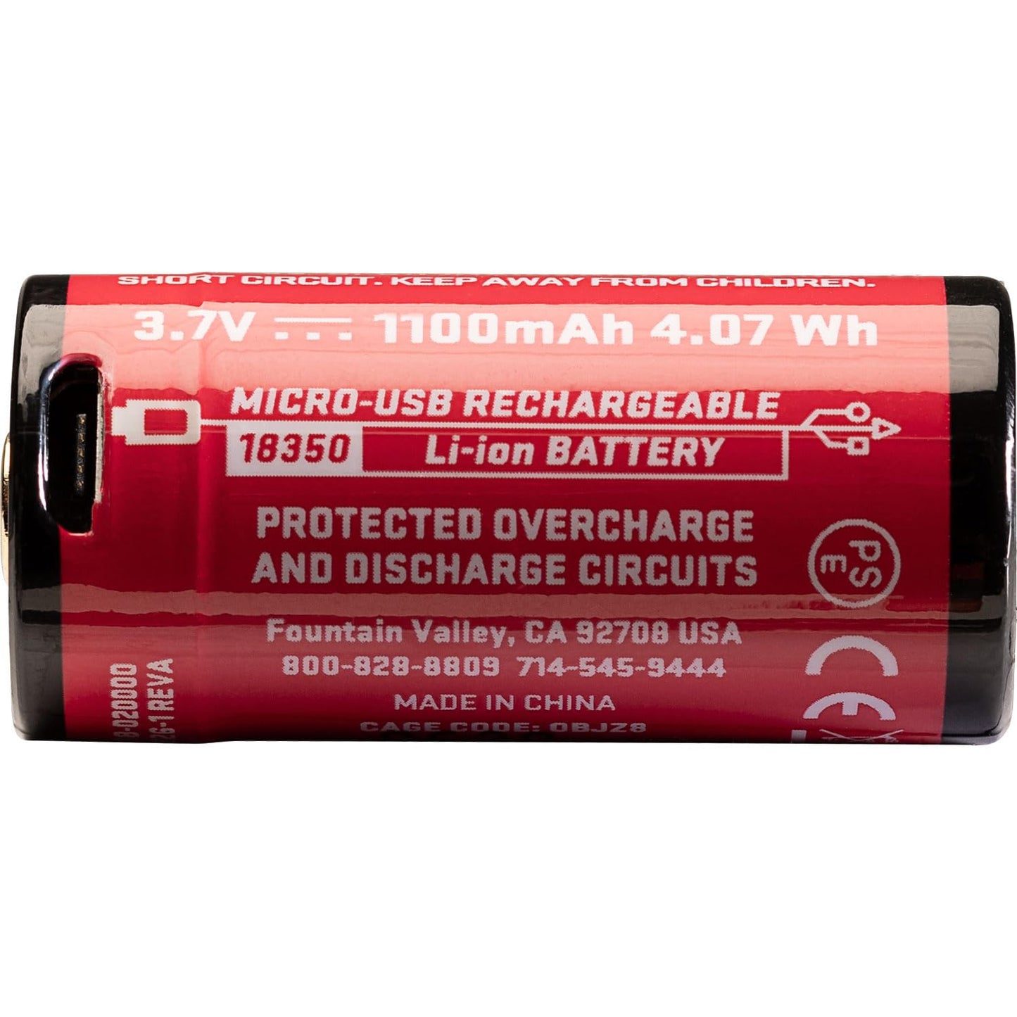 SureFire SF18350 Micro USB Lithium-Ion Rechargeable Battery