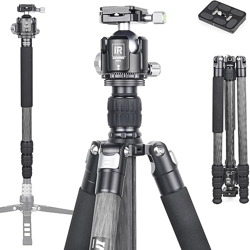 Carbon Fiber Tripod-INNOREL RT75C Super Professional Tripod Monopod Heavy Duty Stand Support Low Gravity Center 360°Panoramic ballhead for Digital