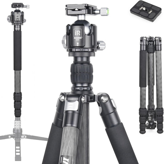 Carbon Fiber Tripod-INNOREL RT75C Super Professional Tripod Monopod Heavy Duty Stand Support Low Gravity Center 360°Panoramic ballhead for Digital