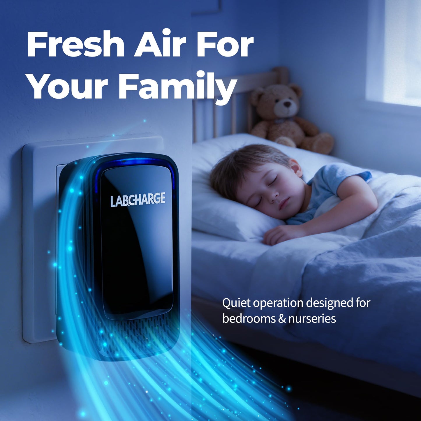 Lab Charge Air Ionizer for Home (1 Pack), Plug-In Filterless Negative Ion Air Purifier, Quiet Air Freshener for Bedroom, Office, Kitchen, Mini Air
