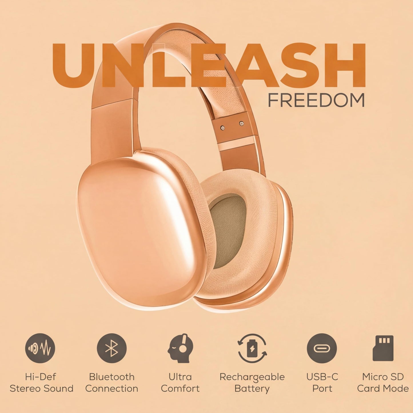 Gabba Goods Wireless Over Ear Bluetooth Headphones with Microphone - Wireless Headset -Noise Reduction - Bluetooth, Wired,Built in Micro SD…
