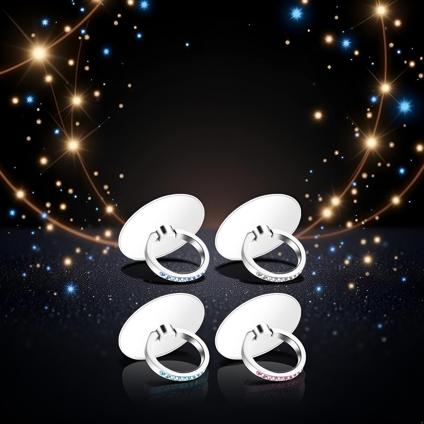 3 Pcs Finger Ring Set Stands Cellphone Ring Holder, Rhinestones Phone Holder 360° Rotation Ring Stand, Clear Cell Phone Kickstand for Most of Phones