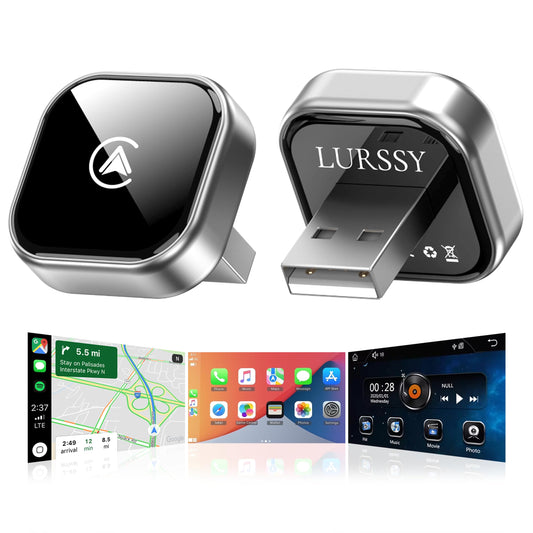 LURSSY Wireless Apple CarPlay Adapter - Upgraded 2026 Android Auto Adapter Having (2.4GHz+5.8GHz) Connection - Supports Both iPhone (iOS 10+) Android