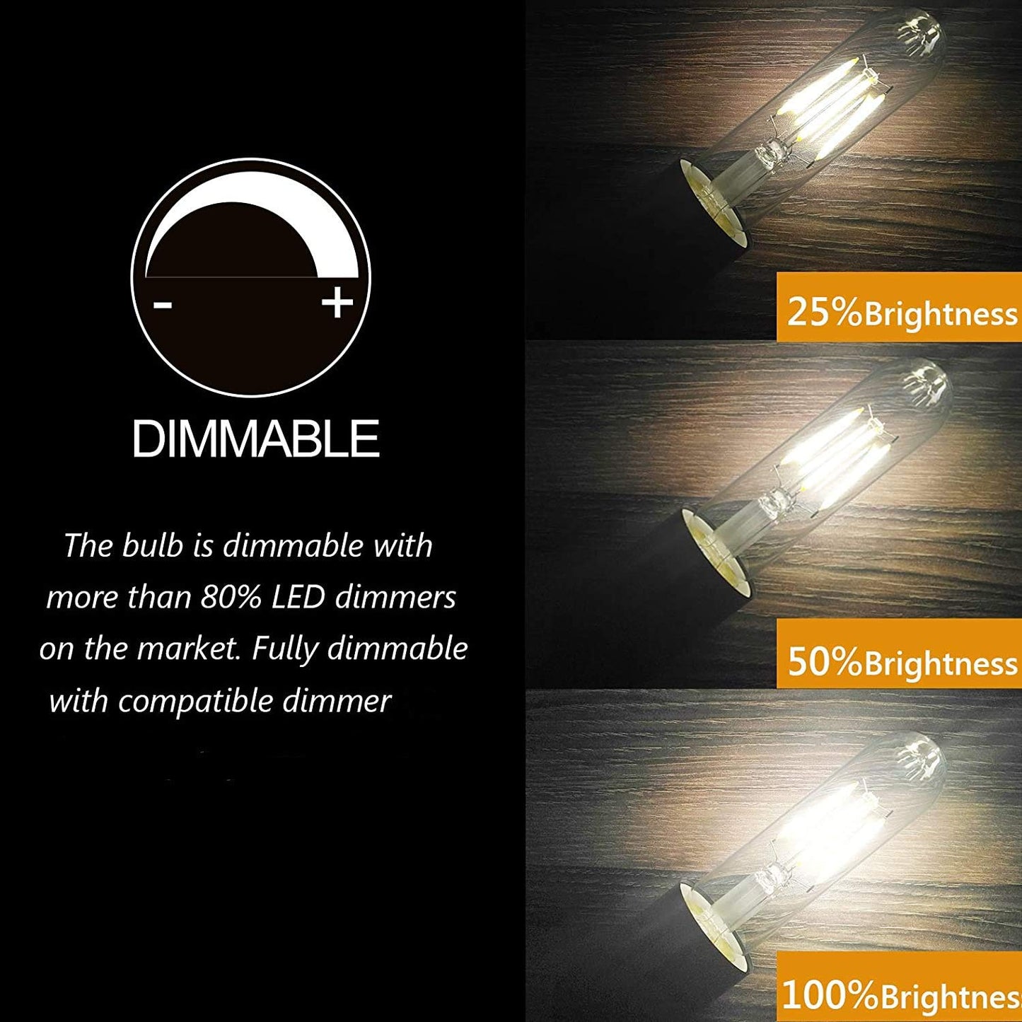 ASOKO T10 LED Edison Bulb 4W, Dimmable 4000K Daylight, E26, 3-Pack