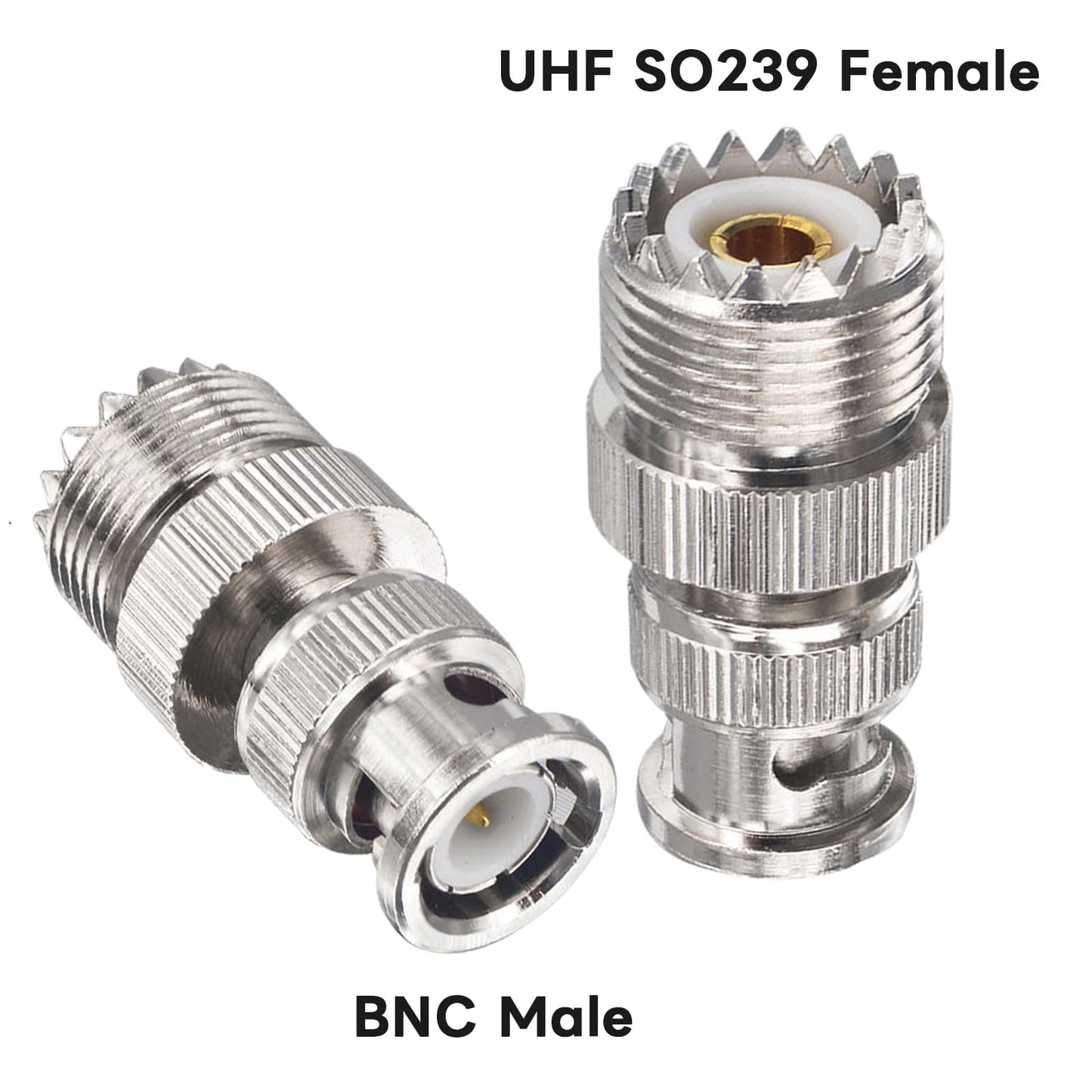 Boobrie 2pcs BNC UHF RF Coaxial Coax Adapter SO239 UHF Female to BNC Male Connector Low Loss Ham Radio Coax Adapter for RF Antennas/Wireless LAN