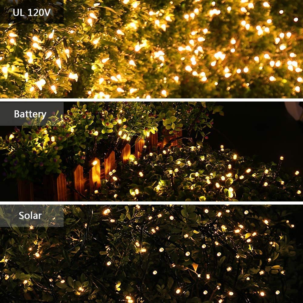 Brizled Christmas Lights Warm White, 2 Pack 33ft 100 LED Christmas String Lights, 120V UL Certified Connectable Xmas Tree Lighting Mini Xmas Light Set