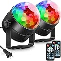 Luditek 2-Pack Sound Activated Party Lights with Remote Control, Disco Ball Light, DJ Strobe Lamp for Home Room Dance Party Supplies White Elephant