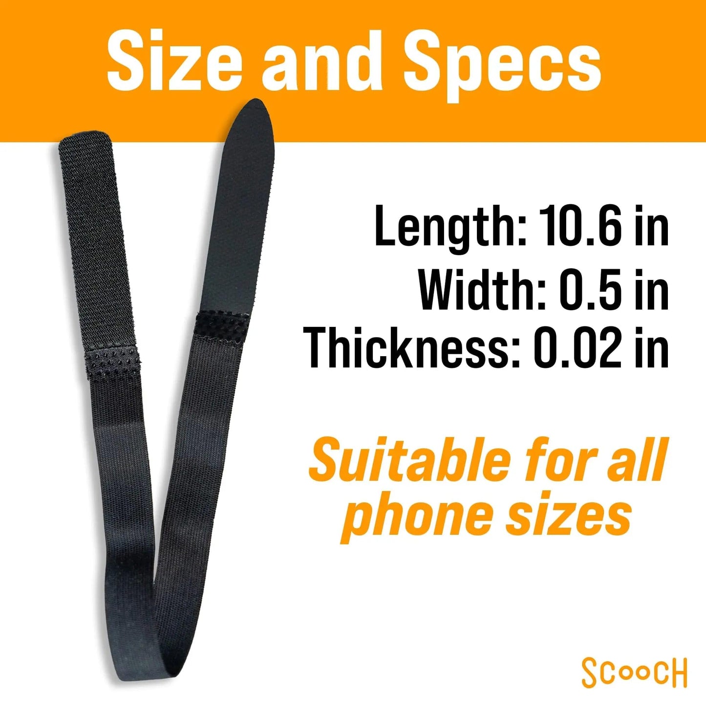 Scooch Bandmate, Elastic Flexible Phone Strap, Universal Slim Hand Finger Grip, Non-Slip Cell Phone Holder, Fits All Phone Cases