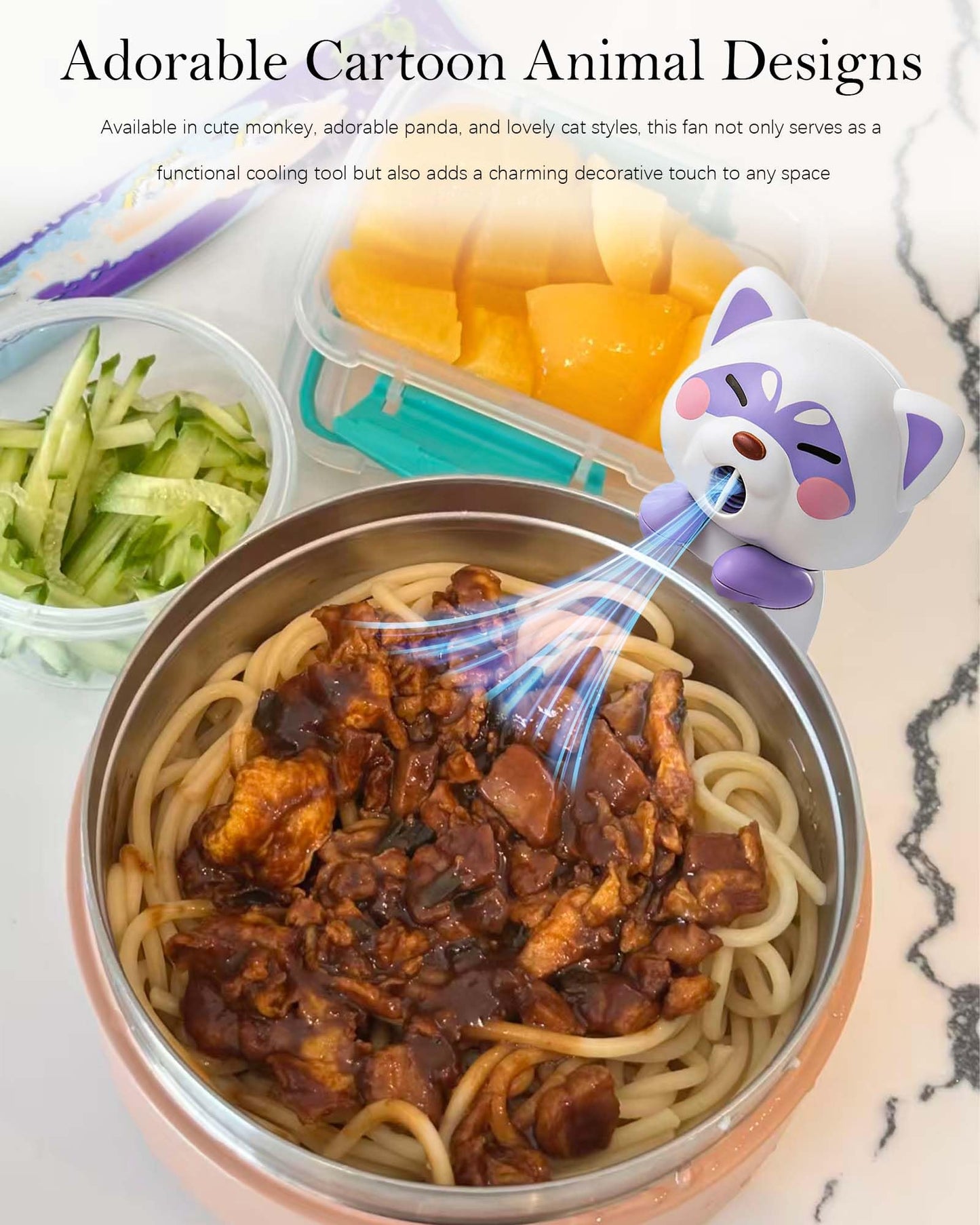 LUANTUO Cute Cartoon Animal Mini Fan - Rechargeable, Portable, and Quiet Operation for Cup Side Cooling, Home, and Outdoor Use (Monkey)