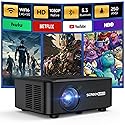 Projector with WIFI and Bluetooth, Native 1080P Bluetooth Projector, Full HD Portable Outdoor Movie Projector with Built-in Speaker, Compatible