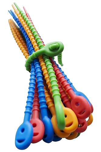 Multi Purpose Silicone Zip Ties - 20 pcs - 6 inch Cable Ties - Double Lock Twist Ties in Multi Color (Red, Blue, Green, Orange) - Extra Hold Reusable