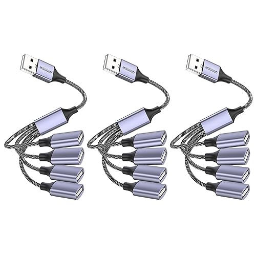 MOGOOD 4 in 1 USB Splitter Cable,USB to USB Cable Adapter,USB to 4 USB Adapter,Splitter 4 USB Cable,USB Power Split Adapter for Data Charging Power…