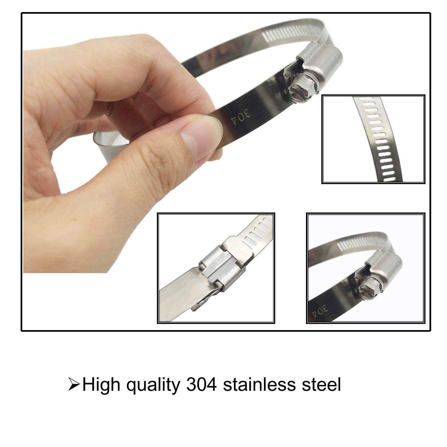 EesTeck 4Pcs 3" Adjustable 304 Stainless Steel Duct Clamps Hose Clamp Pipe Clamp Air Ducting Clamp worm drive hose clamps ?65mm-89mm?