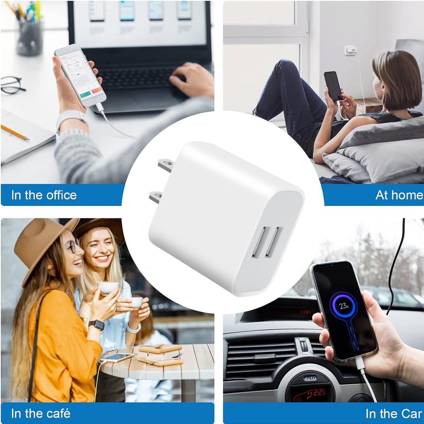 Dual Port USB A Charger, USB Wall Adapter, Type A Charging Block, Suitable for iPhone 13 12 11 Pro Max SE XS XR X 8 7 6 6S Plus, Galaxy, LG, Moto