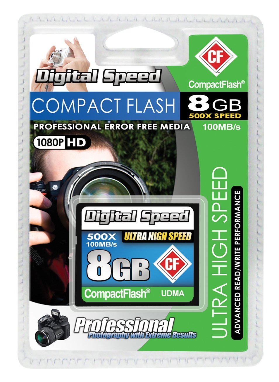 Digital Speed 8GB 500X Professional High Speed 100MB/s Error Free (CF) Memory Card Class 10