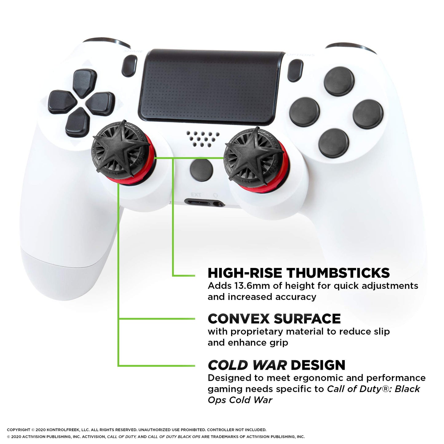 KontrolFreek Call of Duty: Black Ops Cold War Performance Thumbsticks for PlayStation 4 (PS4) and PlayStation 5 (PS5) | 2 High-Rise, Convex |