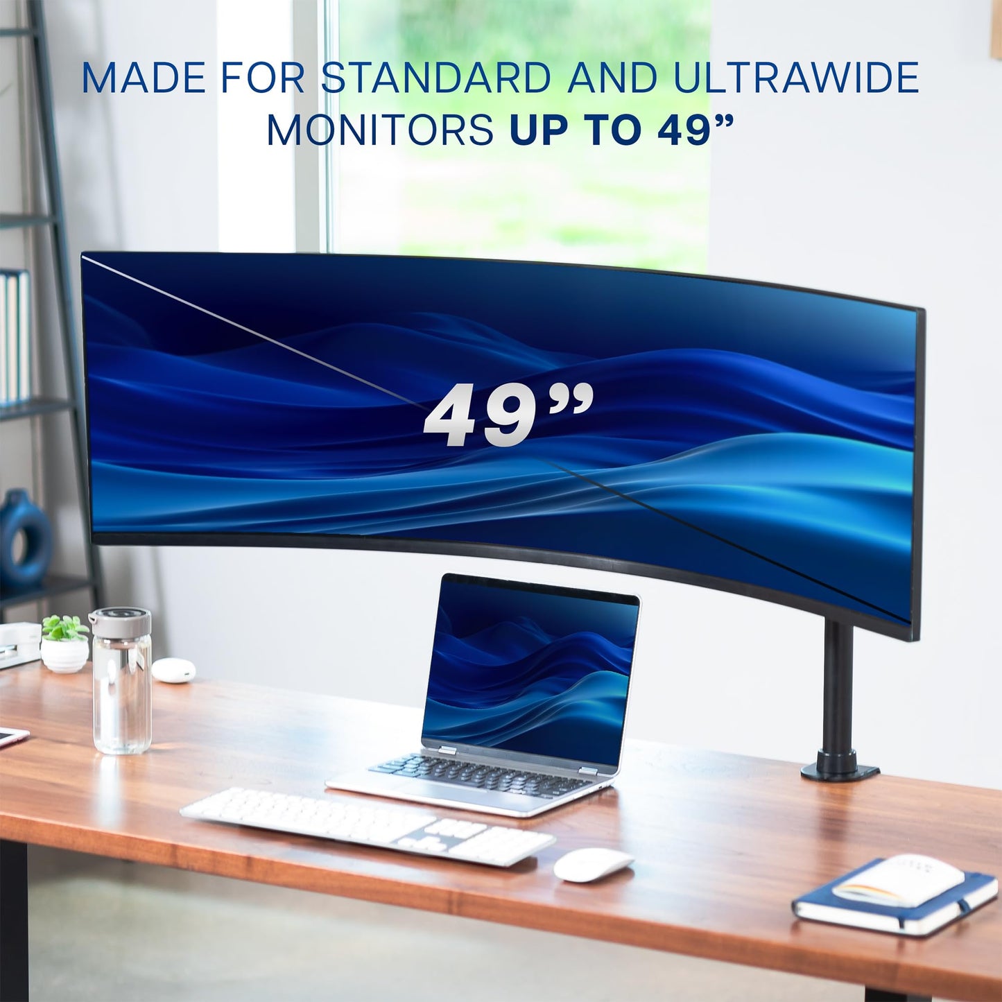 VIVO Single Ultra-Wide Monitor Desk Mount for up to 49 inch Ultrawide Screens, Clamp-on Adjustable Stand Holds 44 lbs, VESA up to 100x100mm, Black