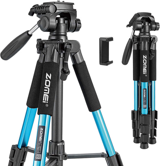 Portable 55-inch Camera Tripod Q111 Lightweight Phone Stand with Phone Holder and Quick Release Plate for DSLR Cameras,Cell