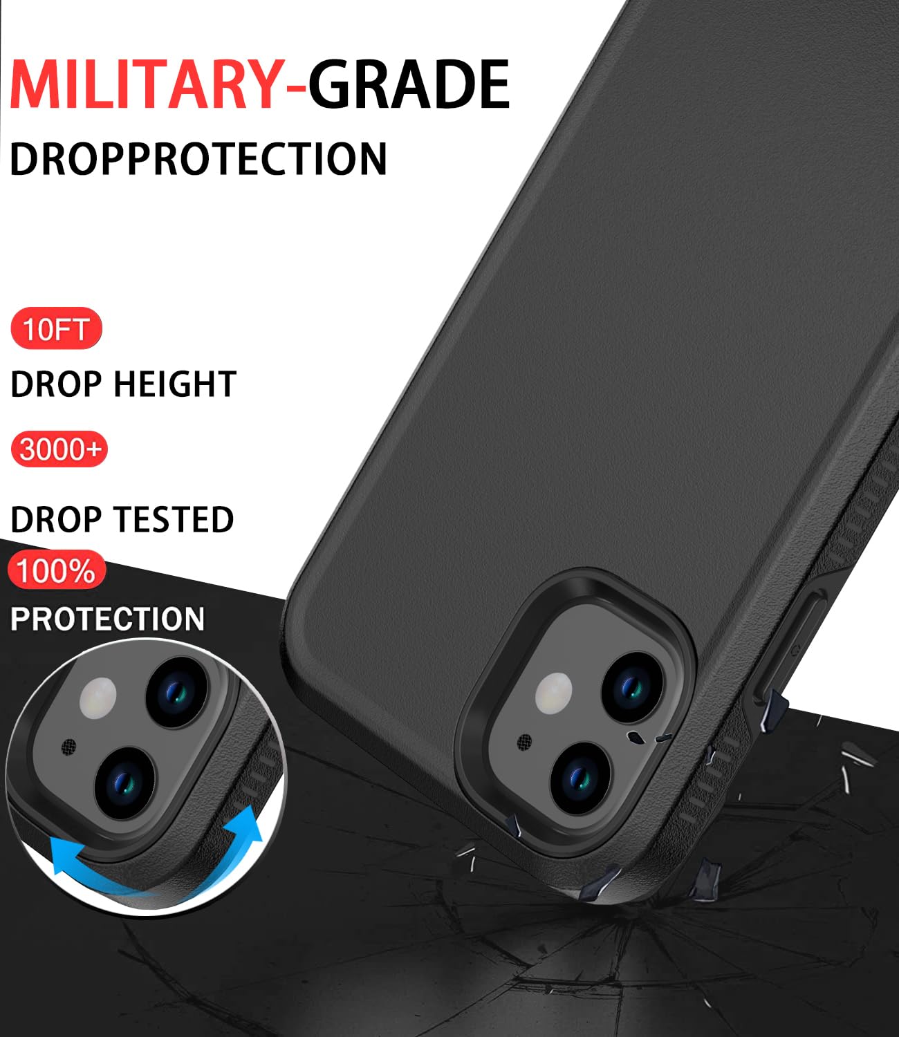 Diverbox for iPhone 11 Case [Shockproof] [Dropproof] [Tempered Glass Screen Protector],Heavy Duty Protection Phone Case Cover for Apple iPhone 11