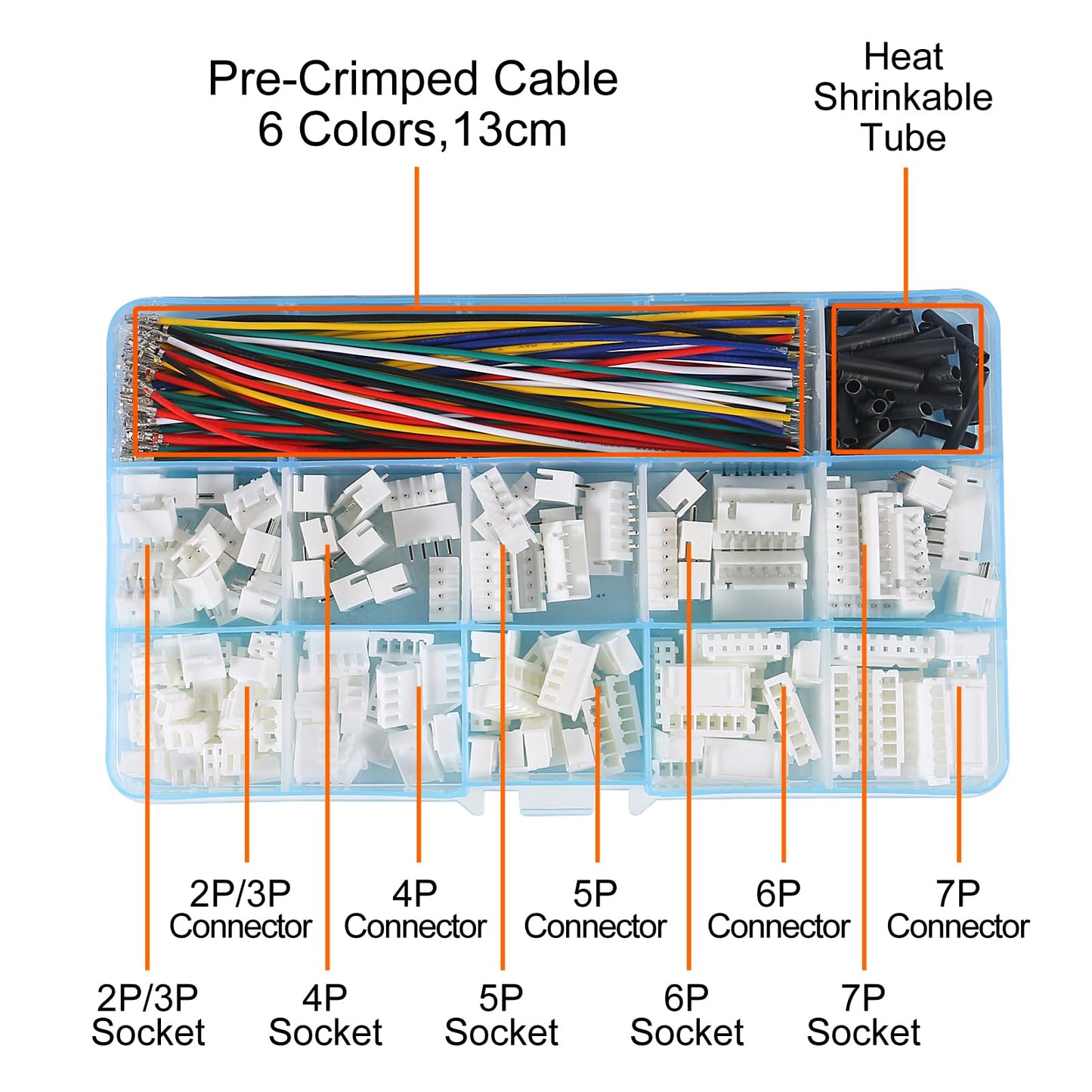XH 2.54mm Connector Socket Kit and Pre-Crimped Cable Wire 2Pin 3 Pin 4 Pin 5 Pin 6 Pin 7Pin Housing JST Adapter Male and Female Cable Connectors