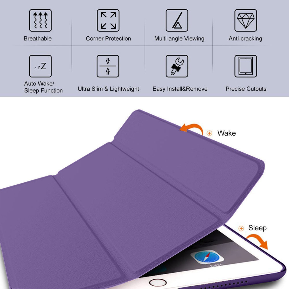 DuraSafe Cases for iPad 9.7 Inch 2017(A1822, A1823) Tri Fold Ultra Slim Fit Smart Shell Protective Premium Cover Auto Sleep/Wake, Multi-Angle Stand