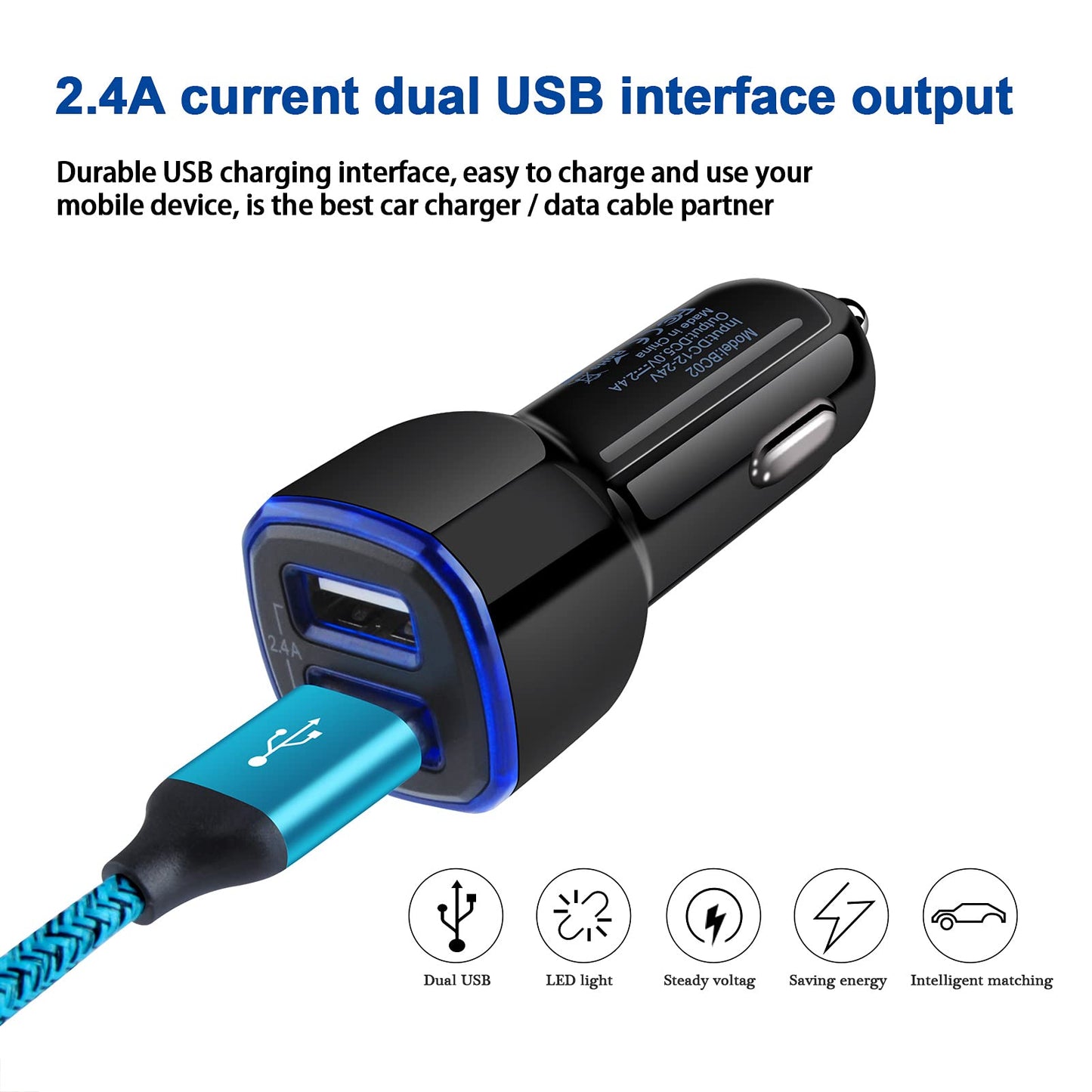 Android Phone Car Charger Car Adapter Fast Charging for Samsung Galaxy S25FE/S25 Ultra/A16 5G/A17/A56/A55/A54/A53/A15/A26/A36/S24 Ultra/S23/S22