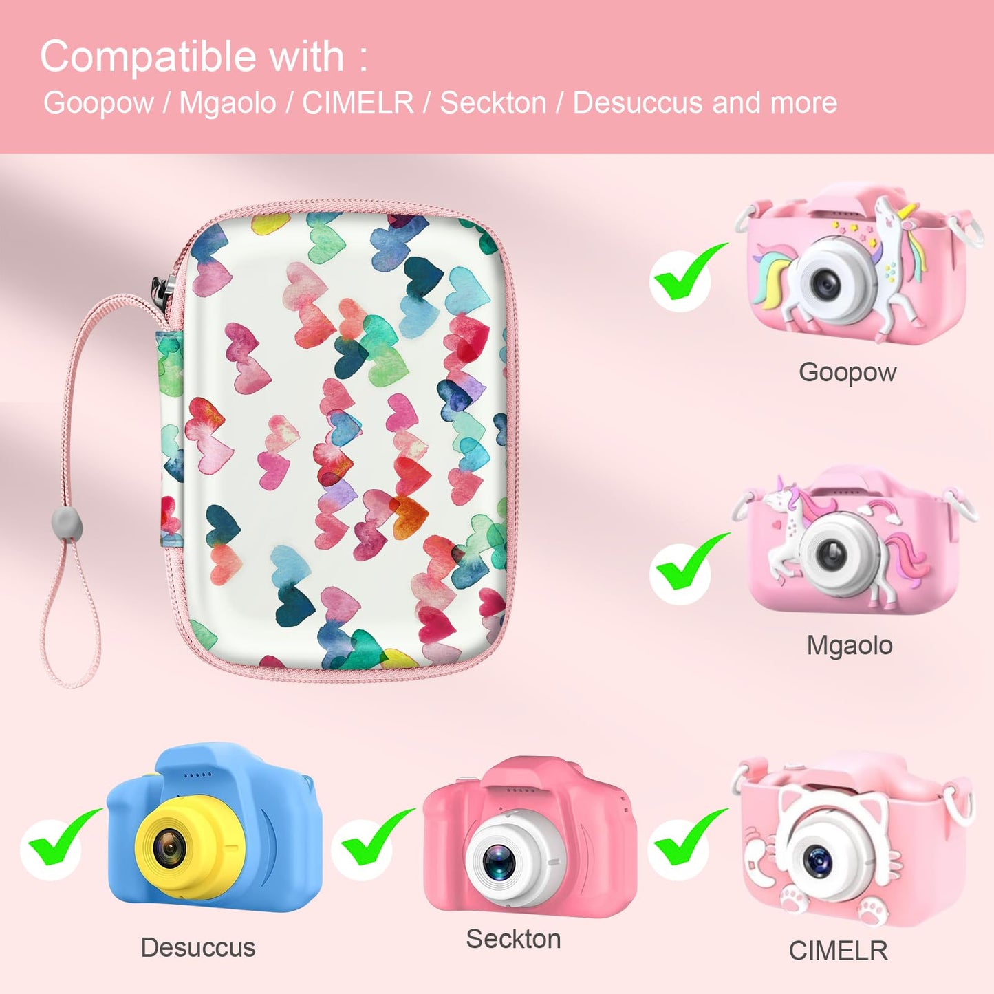 FINTIE Kids Camera Case Compatible with Goopow/Seckton/Dylanto/Mgaolo/Masterbee/CIMELR/Desuccus Kids Digital Camera Toys, Children Carrying Bag