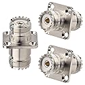 MOOKEERF 3 Pack SO239 Connectors SO239 4-Hole Flange Panel Chassis Mount Adapter UHF Female to Female SO-239 Bulkhead Connector for PL259 Male Plug